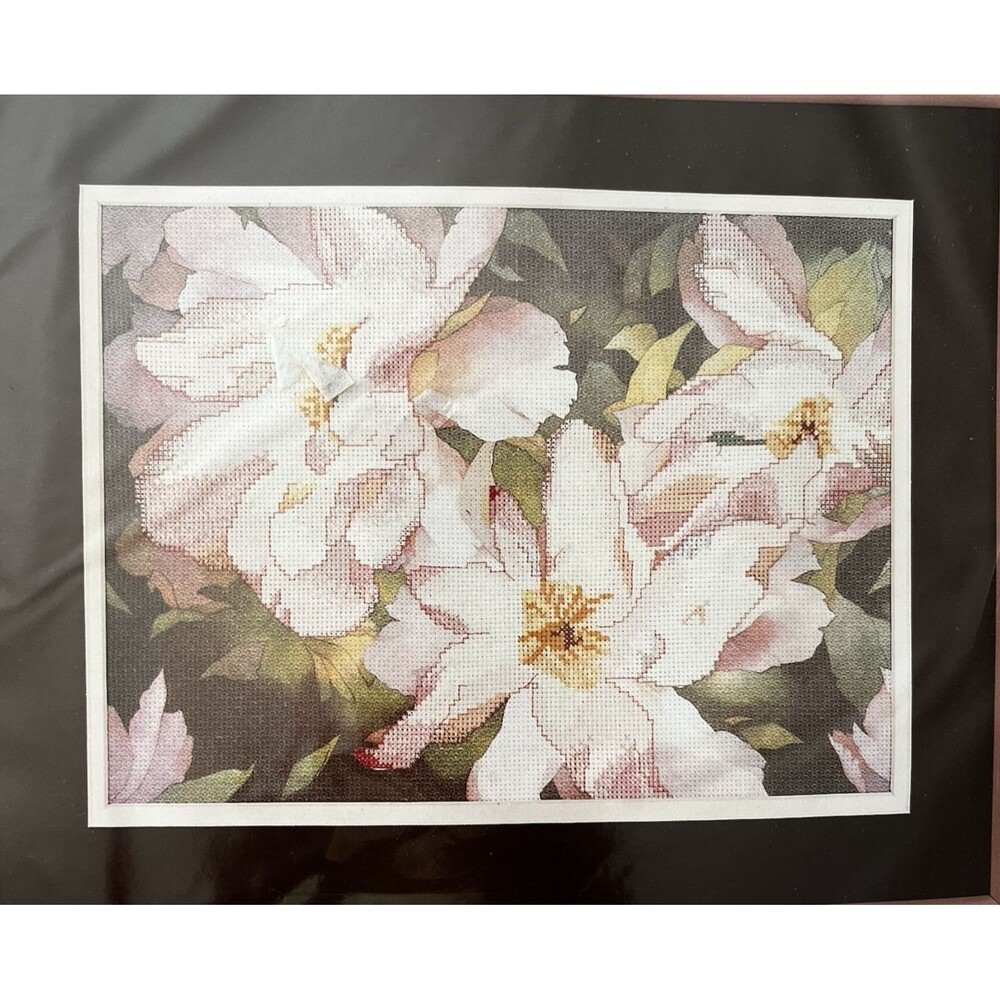 JCA Needle Treasures Printed Counted Cross Stitch #02584 Pink Peonies 12" x 9"